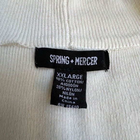 SPRING + MERCER Cardigan Open Front Ivory Size XXL Sweater Cotton Blend - Picture 3 of 4